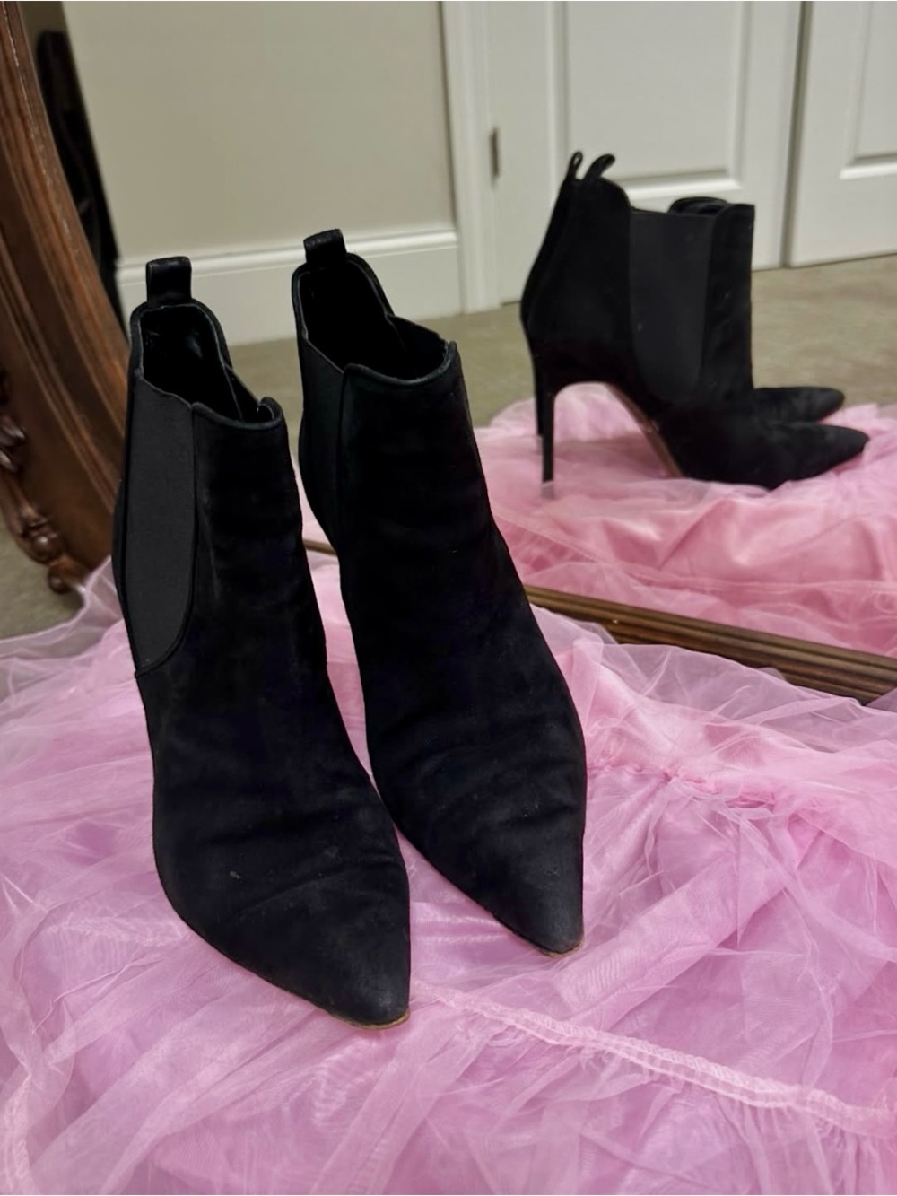 Manolo Blahnik “Dildi” Black Suede Ankle Boots - Size US 9.